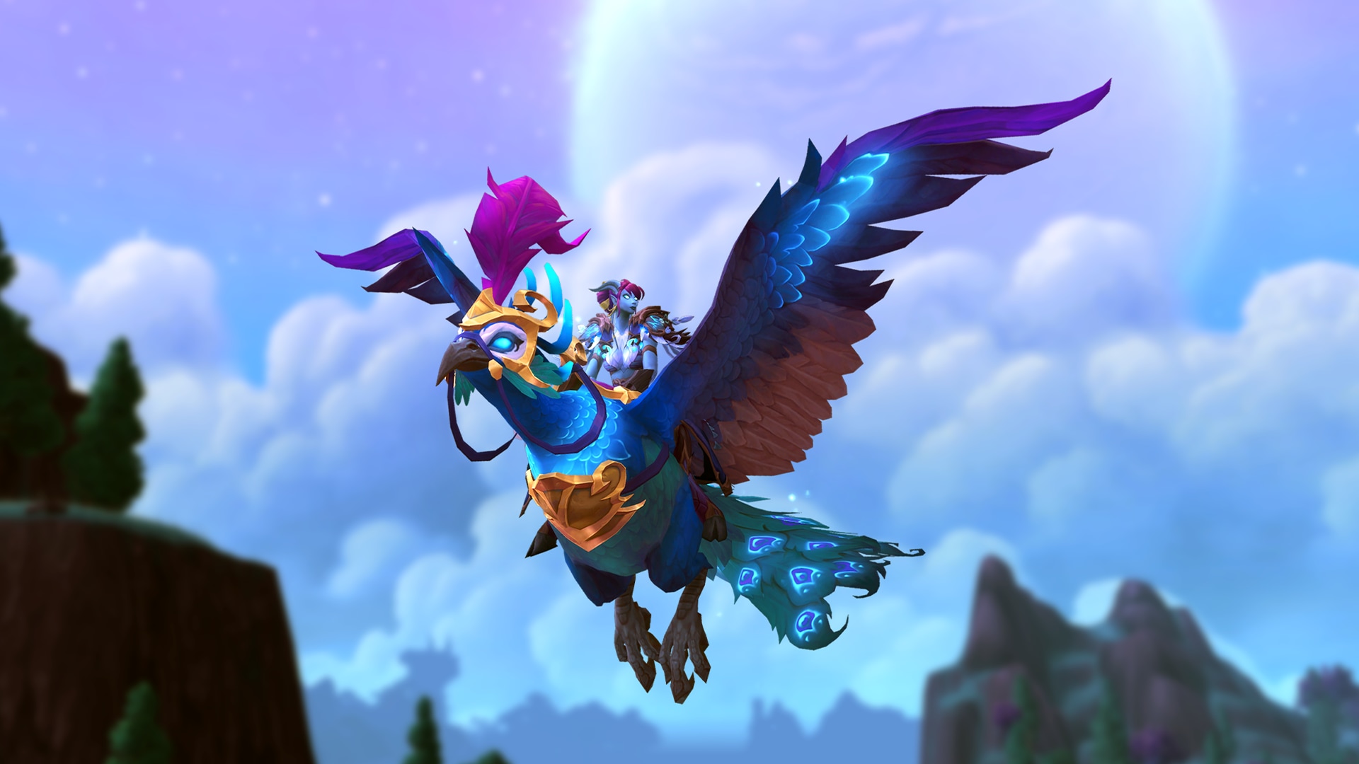 The Majestic Azure Peafowl Mount