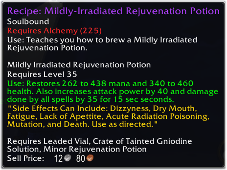 Recipe: Mildly-Irradiated Rejuvenation Potion- Alchemy